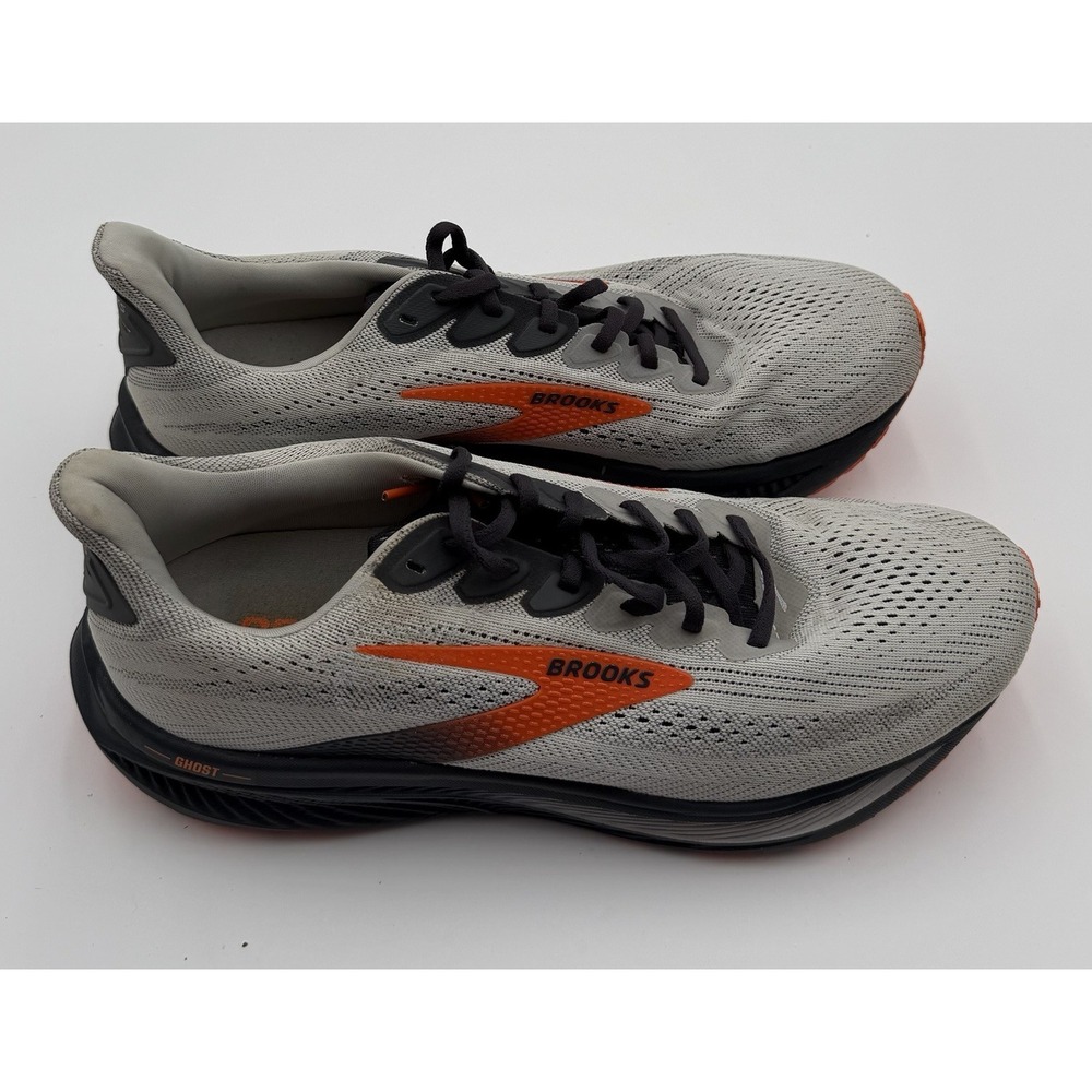Brooks Ghost 16 Wide 2E Mens 11 Oyster Black Orange Running Walking Shoes